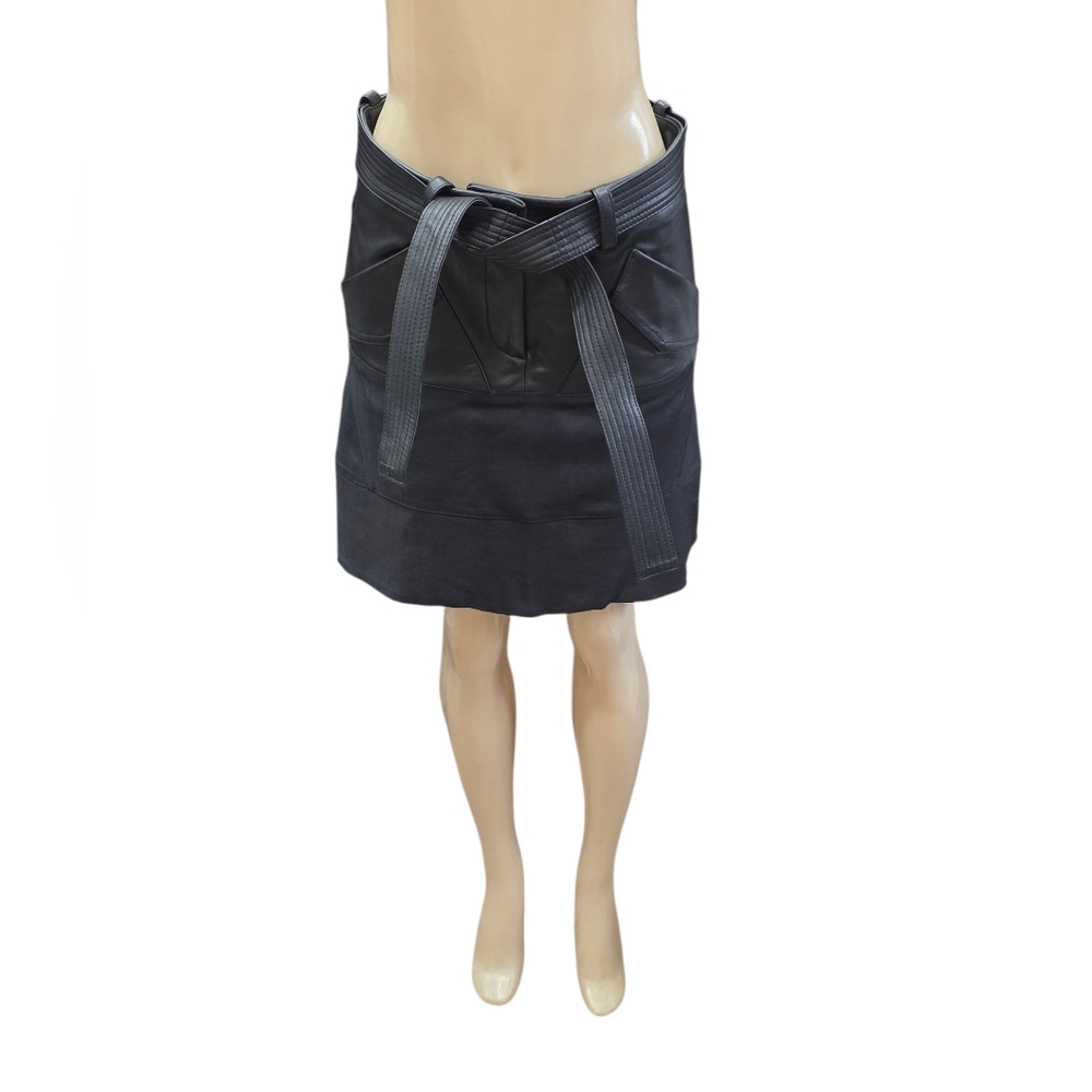 New‎ Zara $129 LTHR SKRT 07 SRPLS Leather Wool Skirt Surplus 9383/212 Sz S
